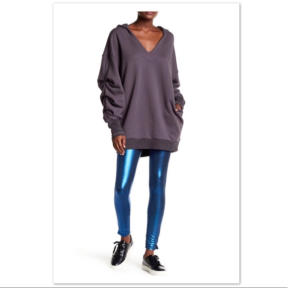 Free People Pants - Free People Liquid Blue Metallic Leggings Large